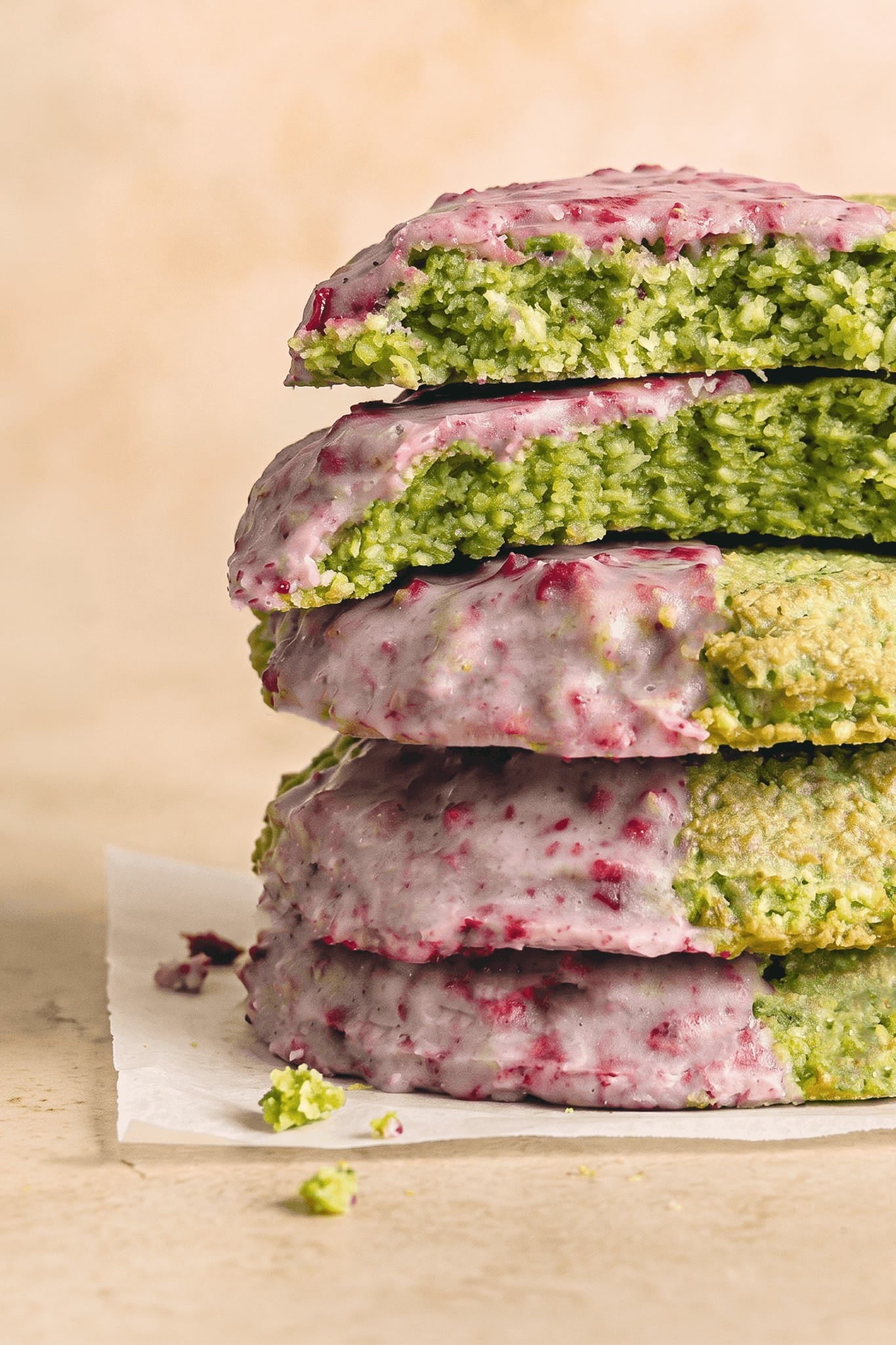 Matcha, Raspberry & Coconut Cookies