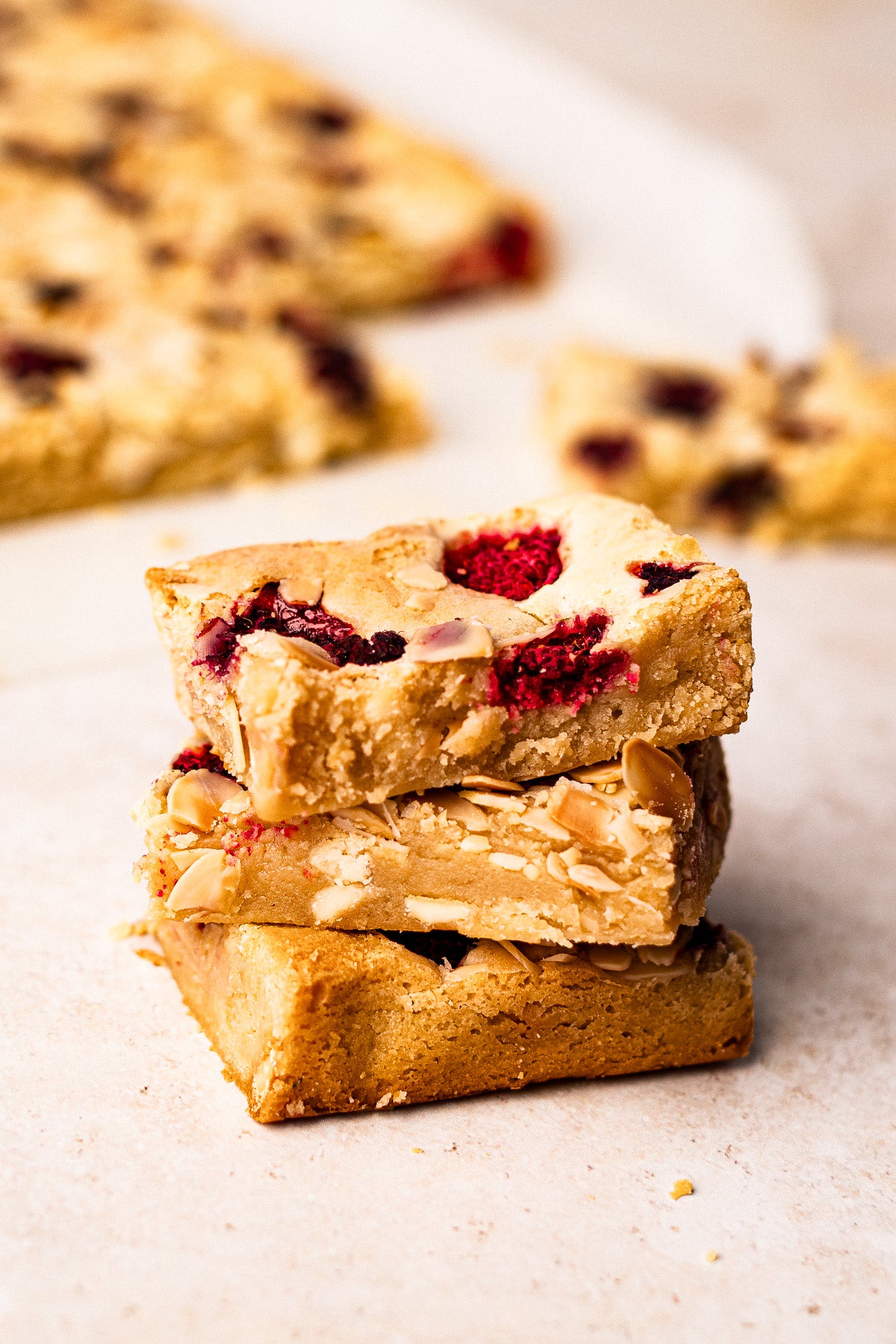 Frozen Raspberry & White Chocolate Blondie