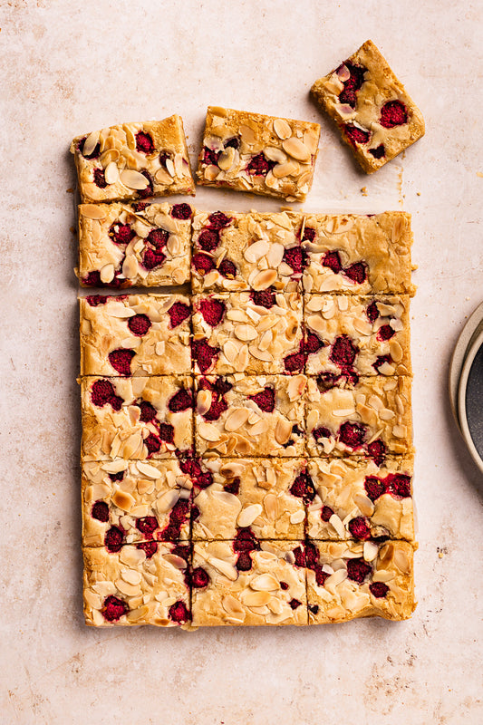 Frozen Raspberry & White Chocolate Blondie